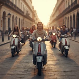 Komunitas Vespa Tua Gelar Touring Amal Keliling Kota Tua